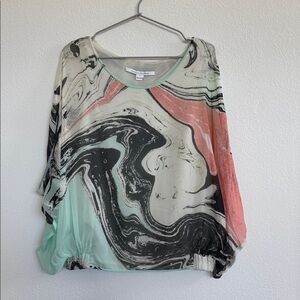 Abstract Swirl Top in Pink and Mint